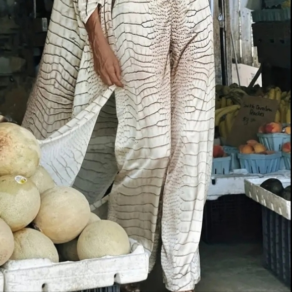 Women's Loose Fit Trousers Pull On Hot 🔥 L👀K Suze XL = 12 Pants Crocodile 🐊 - Picture 6 of 6